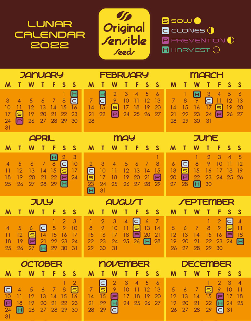 Calendario lunar de cultivo<br />(HEMISFERIO NORTE 2024) - THGrow (Growshop  Online)